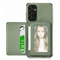 Carbon Fiber Texture Leather Coated Hybrid Phone Cover for Samsung Galaxy M23 5G/F23 5G, Card Pocket Design Built-in Magnet Sheet Case with Kickstand - Green