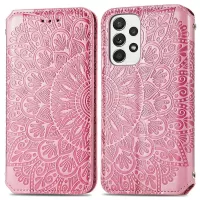 For Samsung Galaxy A33 5G Imprinted Mandala Pattern PU Leather Book Style Case Wallet Magnetic Absorption Stand Feature Folio Cover - Pink
