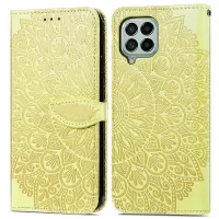For Samsung Galaxy M33 5G (Global Version) Imprinted Dream Wings Series PU Leather Inner TPU Case Wallet Stand Flip Phone Cover - Yellow