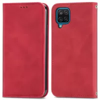 Auto-Absorbed Retro PU Leather Shell for Samsung Galaxy M33 5G (Global Version), Foldable Adjustable Stand Skin Touch Leather Phone Case with Card Slots - Red
