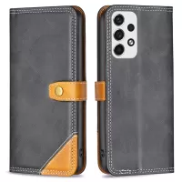 BINFEN COLOR BF Leather Series-8 12 Style PU Leather Phone Shell for Samsung Galaxy A53 5G, 3 Card Slots Design Splicing Matte Leather Case with Stand - Black