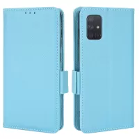 For Samsung Galaxy A71 4G SM-A715 Litchi Texture Leather Protective Cover Wallet Anti-dust Cell Phone Case - Baby Blue