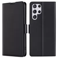 Anti-drop Phone Case for Samsung Galaxy S22 Ultra 5G PU Leather + TPU Phone Stand Shell Side Magnetic Clasp Folio Flip Cover with Card Holder - Black
