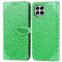 For Samsung Galaxy M33 5G (Global Version) Imprinted Dream Wings Series PU Leather Inner TPU Case Wallet Stand Flip Phone Cover - Green