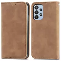 Auto-Absorbed Retro PU Leather Shell for Samsung Galaxy A23 5G, Adjustable Stand Design Sratch-Resistant Skin Touch Leather Phone Case with Card Slots - Brown