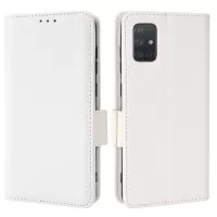 For Samsung Galaxy A71 4G SM-A715 Litchi Texture Leather Protective Cover Wallet Anti-dust Cell Phone Case - White
