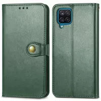 For Samsung Galaxy M53 5G Solid Color Phone Case Magnetic Round Buckle PU Leather Stand Wallet Drop-proof Cover - Green