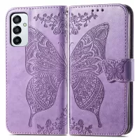 Big Butterfly Imprinting Leather Phone Shell for Samsung Galaxy M23 5G/F23 5G, Anti-Drop PU Leather Case with Stand Wallet Design - Light Purple