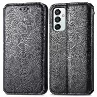 For Samsung Galaxy M23 5G/F23 5G Imprinting Mandala Pattern PU Leather Auto Closing Magnetic Phone Case with Wallet Stand - Black