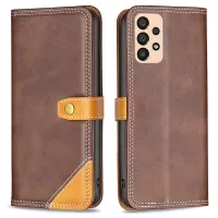 BINFEN COLOR BF Leather Series-8 12 Style PU Leather Phone Shell for Samsung Galaxy A33 5G, Splicing Matte Leather Case with Card Slots Design - Coffee