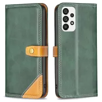 BINFEN COLOR BF Leather Series-8 12 Style PU Leather Phone Shell for Samsung Galaxy A73 5G, Anti-Drop Splicing Matte Leather Card Slots Stand Case - Green