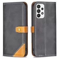 BINFEN COLOR BF Leather Series-8 12 Style PU Leather Phone Shell for Samsung Galaxy A73 5G, Anti-Drop Splicing Matte Leather Card Slots Stand Case - Black