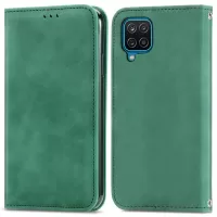 Auto-Absorbed Retro PU Leather Shell for Samsung Galaxy M33 5G (Global Version), Foldable Adjustable Stand Skin Touch Leather Phone Case with Card Slots - Green