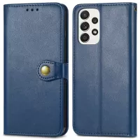 For Samsung Galaxy A33 5G Magnetic Round Buckle Stand PU Leather Case Wallet Phone Cover - Blue
