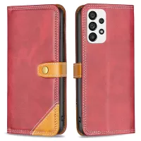 BINFEN COLOR BF Leather Series-8 12 Style PU Leather Phone Shell for Samsung Galaxy A73 5G, Anti-Drop Splicing Matte Leather Card Slots Stand Case - Red