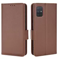 For Samsung Galaxy A71 4G SM-A715 Litchi Texture Leather Protective Cover Wallet Anti-dust Cell Phone Case - Brown