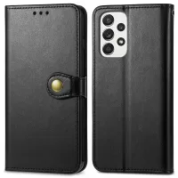 For Samsung Galaxy A33 5G Magnetic Round Buckle Stand PU Leather Case Wallet Phone Cover - Black