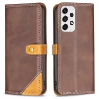 BINFEN COLOR BF Leather Series-8 12 Style PU Leather Phone Shell for Samsung Galaxy A53 5G, 3 Card Slots Design Splicing Matte Leather Case with Stand - Coffee