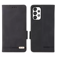 PU Leather Phone Case for Samsung Galaxy A73 5G, Wallet Flip Stand Shockproof TPU Interior Shell Anti-dust Cover - Black
