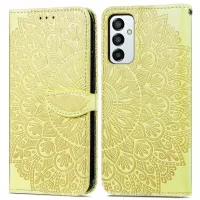 For Samsung Galaxy M23 5G/F23 5G Imprinted Dream Wings Series Stand Wallet Case PU Leather Magnetic Clasp Phone Cover - Yellow