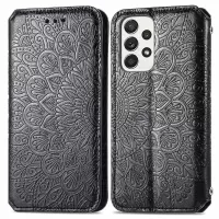 For Samsung Galaxy A33 5G Imprinted Mandala Pattern PU Leather Book Style Case Wallet Magnetic Absorption Stand Feature Folio Cover - Black