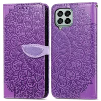For Samsung Galaxy M53 5G Imprinted Dream Wings Series PU Leather Wallet Cover Adjustable Stand Shockproof Phone Case - Purple