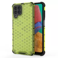 For Samsung Galaxy M33 5G (Global Version) Honeycomb Textured Soft TPU + Hard PC Phone Anti-drop Case Hybrid Protective Cover - Green