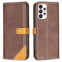 BINFEN COLOR BF Leather Series-8 12 Style PU Leather Phone Shell for Samsung Galaxy A73 5G, Anti-Drop Splicing Matte Leather Card Slots Stand Case - Coffee