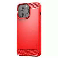 MOFI For iPhone 13 Pro 6.1 inch Carbon Fiber Texture Brushed TPU Case Drop-proof Mobile Phone Cover - Red