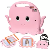 For iPad 9.7-inch (2017)/(2018)/iPad Pro 9.7 inch (2016) Portable EVA Case Cute Cartoon Octopus Pen Slot Design Anti-drop Tablet Protective Cover with Handle and Shoulder Strap - Pink