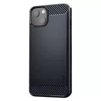 MOFI For iPhone 13 6.1 inch Carbon Fiber Texture Brushed Shockproof Protective Phone Case TPU Back Cover - Blue