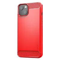 MOFI For iPhone 13 6.1 inch Carbon Fiber Texture Brushed Shockproof Protective Phone Case TPU Back Cover - Red
