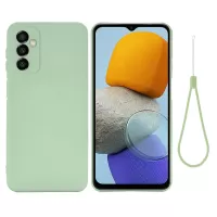For Samsung Galaxy M23 5G/F23 5G Precise Cut-outs Shockproof Liquid Silicone Case Soft Microfiber Lining Shell with Strap - Green