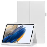 For Samsung Galaxy Tab A8 10.5 (2021) Litchi Texture Tablet Case PU Leather Protective Cover with Auto Wake/Sleep - White