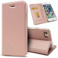 Magnetic Adsorption Stand Leather Card Holder Cover for iPhone SE (2020)/SE (2022)/8/7 4.7 inch - Rose Gold