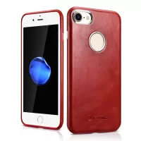 ICARER for iPhone SE (2020)/SE (2022)/8/7 4.7 inch Retro Genuine Leather Coated Hard Phone Cover - Red