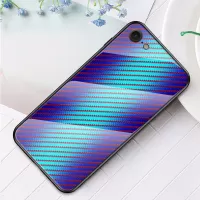 Carbon Fiber Skin Tempered Glass + PC + TPU Cell Case for iPhone 8/7/SE (2020)/SE (2022) - Blue Fiber