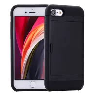 Slide Card Slot Plastic + TPU Hybrid Cover for iPhone SE (2020)/SE (2022)/7/8 4.7 inch - Black