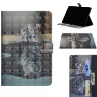Light Spot Decor Patterned Wallet Leather Smart Cover for iPad 10.2 (2021)/(2020)/(2019) - Cat and Reflection in Water