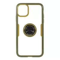 Clear Finger Ring Kickstand TPU + PC + Metal Back Case Shell for iPhone 11 6.1 inch - Green/Black