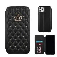 For iPhone 11 Pro 5.8 inch Leather Crown Decor Cover - Black