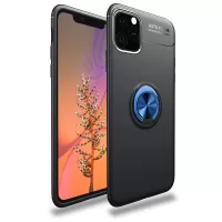 LENUO for iPhone 11 Pro 5.8 inch (2019) Metal Ring Bracket Built-in Magnetic Metal Sheet TPU Cover Casing - Black / Blue