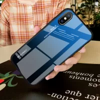 Gradient Color Glass + PC + TPU Hybrid Case for iPhone XS 5.8 inch - Blue / Black