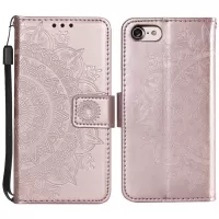 Imprint Flower Leather Wallet Phone Case with Stand for iPhone 7 4.7 inch/8 4.7 inch/SE (2020)/SE (2022) - Rose Gold