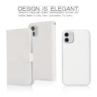 Stylish Cross Texture Leather Wallet Cover + Removable TPU Back Shell for iPhone 11 6.1 inch - White