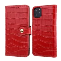 Crocodile Texture Wallet Stand Genuine Leather Case for iPhone 11 6.1 inch - Red