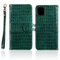 Crocodile Skin PU Leather Phone Cover Wallet with Strap for Apple iPhone 11 6.1 inch - Green