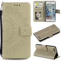 Imprint Flower Leather Wallet Case for iPhone 6s/6 4.7-inch - Gold