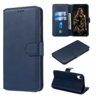 For iPhone XR 6.1 inch Solid Color Flip Leather Wallet Mobile Phone Covering - Blue