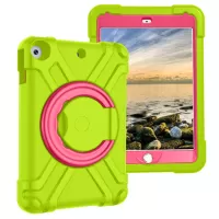 360° Swivel PC + Silicone Tablet Protection Case with Handle Kickstand for iPad 10.2 (2021)/(2020)/(2019) - Green/Rose